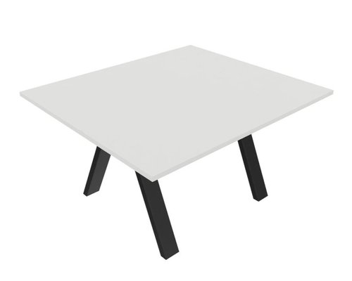 [Pas de famille] - [Pas de sous famille] - X3 Table de réunion rectiligne L140xP120cm. Plateau Blanc et piètement Noir.