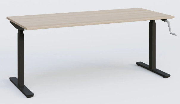 [Pas de famille] - [Pas de sous famille] - K_Pro 1 Poste solo RH 70-116 cm . Plateau 200*80 épaisseur 25mm, plateau acacia, pieds noirs