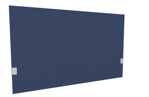 PANNEAUX ECRANS POUR BUREAU DROIT SOLO - Pour bureaux largeur 120 cm - SECRET Panneau-écran acoustique H74cm pour poste solo L.120cm. 2 faces tissu SYNERGY coloris bleu nuit. pinces de fixation réglables en hauteur coloris aluminium