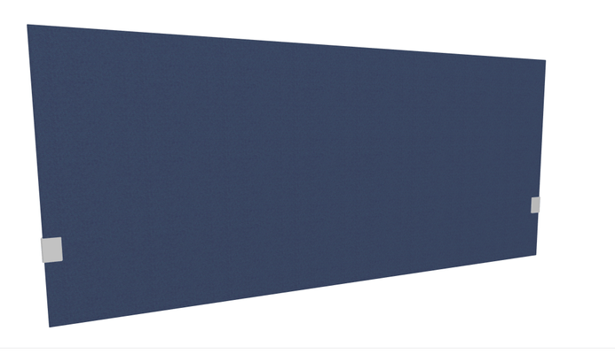 PANNEAUX ECRANS POUR BUREAU DROIT SOLO - Pour bureaux largeur 160 cm - SECRET Panneau-écran acoustique H74cm pour poste solo L.160cm. 2 faces tissu SYNERGY coloris bleu nuit. pinces de fixation réglables en hauteur coloris aluminium