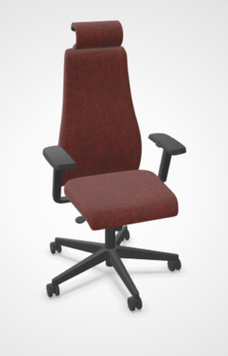 DIRECTION - Fauteuils - SO PRETTY - Fauteuil manager + têtière + accotoirs. Mécanisme synchrone décalé avec translation d'assise. Tissus Step Rouge SMD