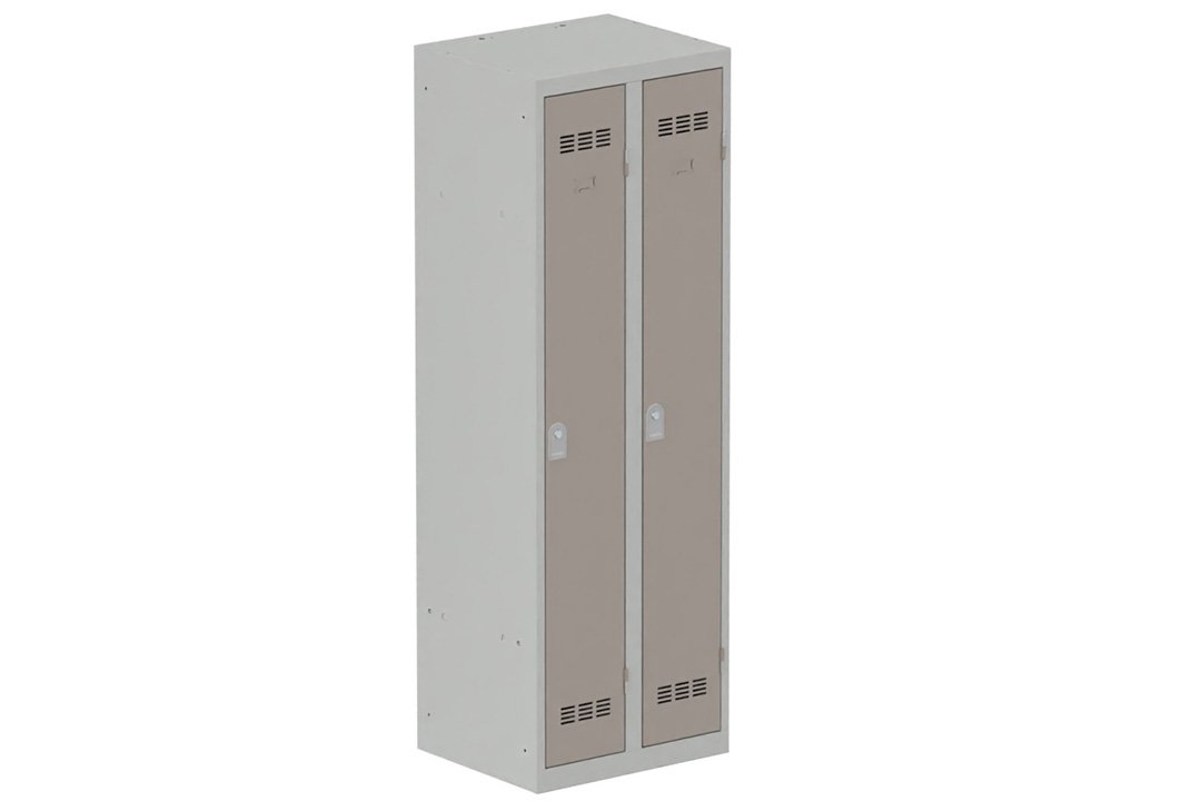 Vestiaire industrie propre 2 portes (serrure 2 clés) H180xL60xP50cm coffre gris clair/ porte(s) basalte