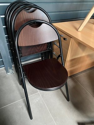 DESTOCKAGE - Chaise - Lot de 5 chaises pliables structure noir et finition wengé