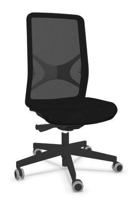 CHAISES ET TABOURETS - Table standard - EOLE-Chaise dos résille cadre noir synchrone-soutien lombaire réglable-piétement polyamide noir