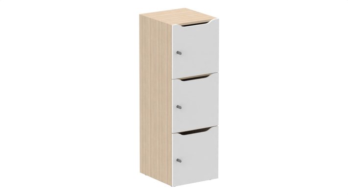 CASIERS - 3 cases - Meuble à cases H.137xL.45xP.50cm - 3 cases H43cm. portes avec découpe en partie haute. serrure à clé