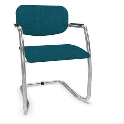VISITEURS ET FONCTIONNELS - Luge - DIVA fauteuil dos tissu. piétement luge chromé. assise et dossier tissu STEP coloris turquoise chiné