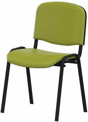 VISITEURS ET FONCTIONNELS - 4 Pieds - Joker + - Chaise piétement 4 pieds laqué noir (Noir).Assise et dossier tissu Vinyle V1 Vert (VNY)