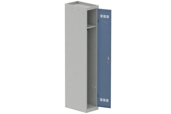 [Pas de famille] - [Pas de sous famille] - Vestiaire industrie propre 1 porte (fermeture cadenas) H180xL30xP50cm coffre gris clair/ porte(s) bleu