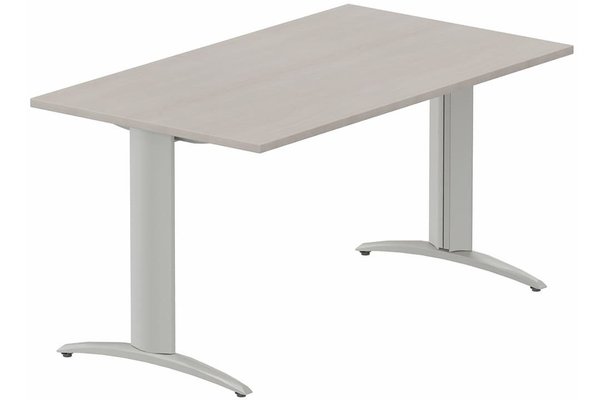 TABLES DE FORMATION - Composables piétement "i" - Module composable pied i, L.140xP.80cm, départ, plateau acacia, structure aluminium, plateau acacia, structure aluminium