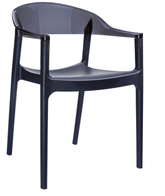 POLYPROPYLENE - FAUTEUILS  - WALLIS-Fauteuil design bicolore en polycarbonate transparent -jeu de couleur et de transparence -Finition noir et noir transparent (NNR)