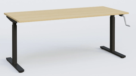 [Pas de famille] - [Pas de sous famille] - K_Pro 1 Poste solo RH 70-116 cm . Plateau 200*80 épaisseur 25mm, plateau chêne, pieds noirs