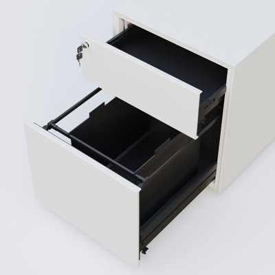 CAISSONS  - Mobiles - Caisson sur roulette 2 tiroirs blanc RAL 9010