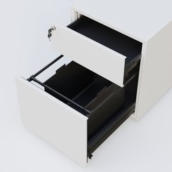 CAISSONS  - Mobiles - Caisson sur roulette 2 tiroirs blanc RAL 9010
