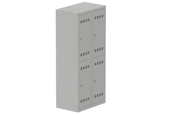 [Pas de famille] - [Pas de sous famille] - Vestiaire multicases 2 colonnes L,40cm 2 cases (fermeture cadenas) H,180xL,80xP,50cm coffre gris clair/portes gris clair