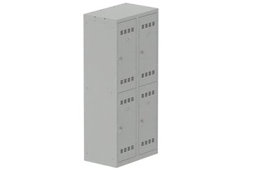 [Pas de famille] - [Pas de sous famille] - Vestiaire multicases 2 colonnes L,40cm 2 cases (fermeture cadenas) H,180xL,80xP,50cm coffre gris clair/portes gris clair