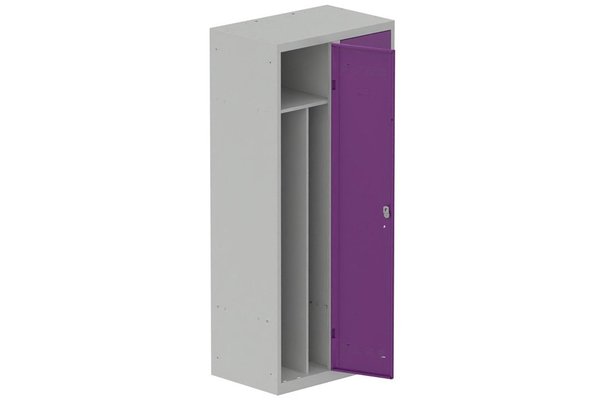 [Pas de famille] - [Pas de sous famille] - Vestiaire industrie salissante 2 portes (fermeture cadenas) H180xL80xP50cm coffre gris clair/ porte(s) prune