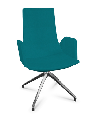 DIRECTION - Visiteurs - KI fauteuil de conférence haut dossier. piétement 4 branches en aluminium poli