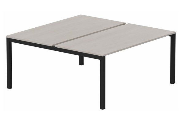 Postes Bench (poste doubles) - SERIE K3 - k3 - Bench départ 2 Plateaux fixes 140x70 (encombrement P145xL140cm) -Finitions : PLATEAUX: ACACIA (AK) / PIETEMENTS: NOIR GRAINE MAT (NG ) / 