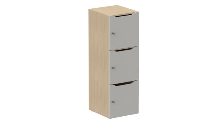CASIERS - 3 cases - Meuble à cases H.137xL.45xP.50cm - 3 cases H43cm. portes avec découpe en partie haute. serrure à clé