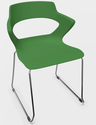 FAUTEUILS/POUFS - Piétement Luge - SWEETY Chaise pied luge H46cm. coque polypropylène coloris vert. piétement chrome