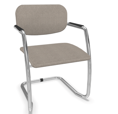 VISITEURS ET FONCTIONNELS - Luge - DIVA fauteuil dos tissu. piétement luge chromé. assise et dossier tissu BERTA coloris marron glacé