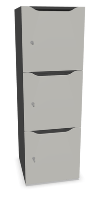 CASIERS - 3 cases - Meuble à cases H.137xL.45xP.50cm - 3 cases H43cm. portes avec découpe en partie haute. serrure à clé