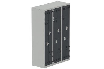 VESTIAIRES GAIN DE PLACE - 3 Colonnes - Vestiaire gain de place 3 colonnes (fermeture cadenas) coffre gris clair/portes anthracite