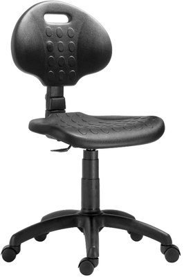 TECHNIQUES - Chaises - Chaise POLYURETHANE. mécanisme contact permanent. sur roulettes. réglable de 43 à 55cm. coloris noir. piétement nylon noir