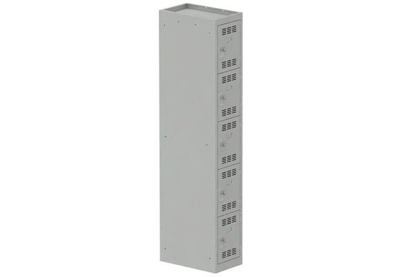 [Pas de famille] - [Pas de sous famille] - Vestiaire multicases 1 colonne L,30cm 5 cases (fermeture cadenas) H,180xL,30xP,50cm coffre gris clair/portes gris clair