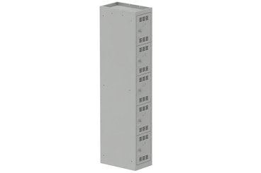 [Pas de famille] - [Pas de sous famille] - Vestiaire multicases 1 colonne L,30cm 5 cases (fermeture cadenas) H,180xL,30xP,50cm coffre gris clair/portes gris clair