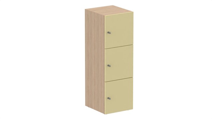 CASIERS - 3 cases - Meuble à cases H.137xL.45xP.50cm - 3 cases H43cm. portes pleine. serrure à clé