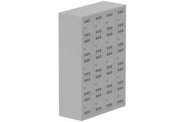 [Pas de famille] - [Pas de sous famille] - Vestiaire multicases 4 colonnes L,30cm 5 cases (fermeture cadenas) H,180xL,120xP,50cm coffre gris clair/portes gris clair