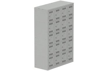 [Pas de famille] - [Pas de sous famille] - Vestiaire multicases 4 colonnes L,30cm 5 cases (fermeture cadenas) H,180xL,120xP,50cm coffre gris clair/portes gris clair
