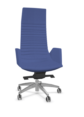DIRECTION - Fauteuils - KI fauteuil manager haut dossier avec accotoirs tapissés. piétement 5 branches en aluminium poli. revêtement tissu SYNERGY coloris bleu royal