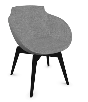 FAUTEUILS/POUFS - 4 pieds bois - Coco - Fauteuil 4 pieds noir (W3). Tissu Int Step Gris clair (SMG) - Tissu Ext Step Gris clair (SMG)