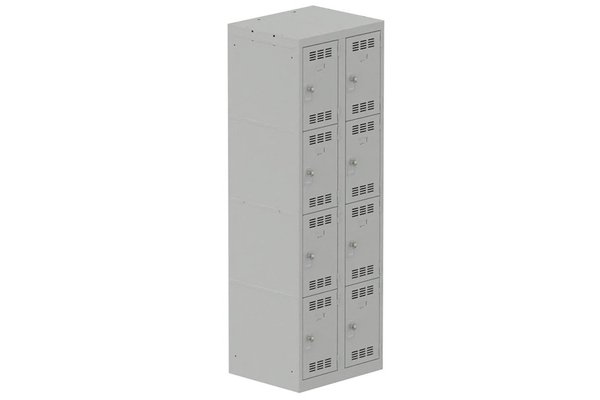 [Pas de famille] - [Pas de sous famille] - Vestiaire multicases 2 colonnes L,30cm 4 cases (fermeture cadenas) H,180xL,60xP,50cm coffre gris clair/portes gris clair
