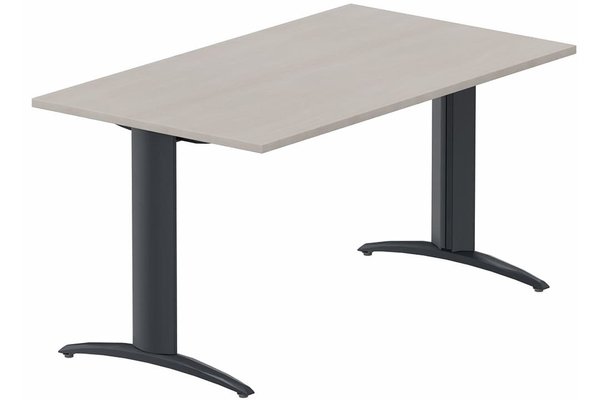 TABLES DE FORMATION - Composables piétement "i" - Module composable pied i, L.120xP.80cm, départ, plateau acacia, structure anthracite, plateau acacia, structure anthracite