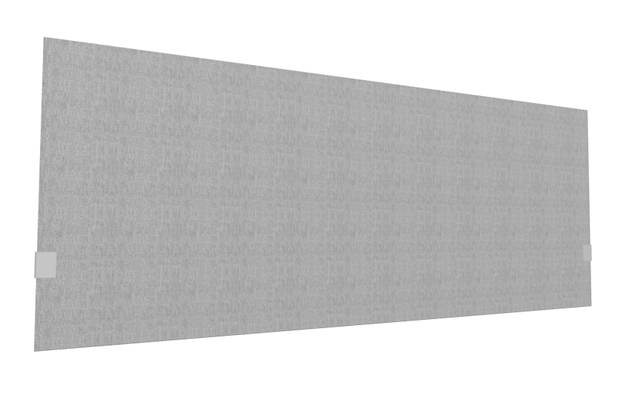 PANNEAUX ECRANS POUR BUREAU DROIT SOLO - Pour bureaux largeur 180 cm - SECRET Panneau-écran acoustique H74cm pour poste solo L.180cm. 2 faces tissu BERTA coloris gris clair. pinces de fixation réglables en hauteur coloris aluminium
