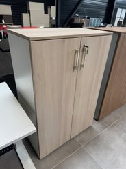 DESTOCKAGE - Rangements - Armoire 2 portes battantes en mélaminé hauteur 120 cm largeur 80 cm, finition acacia coffre couleur blanc