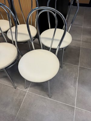 DESTOCKAGE - Chaise - Chaise de cuisine structure acier chromée, asisse revêtement PVC blanc cassé