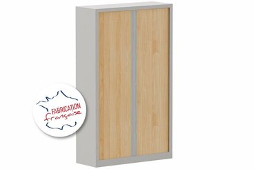 ARMOIRES A RIDEAUX - Largeur 120 cm - Armoire à rideaux grande profondeur H198xL120xP60cm 4 tablettes coffre aluminium/rideaux hêtre
