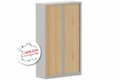 Armoire à rideaux grande profondeur H198xL120xP60cm 4 tablettes coffre aluminium/rideaux hêtre