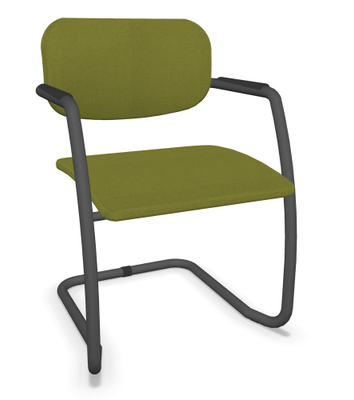 VISITEURS ET FONCTIONNELS - Luge - DIVA fauteuil dos tissu. piétement luge laqué noir assise et dossier tissu STEP coloris vert