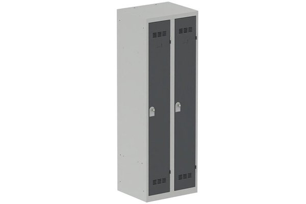 VESTIAIRES MONOBLOC CONFORT - Industrie propre - Vestiaire industrie propre 2 portes (fermeture cadenas) H180xL60xP50cm coffre gris clair/ porte(s) Anthracite