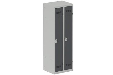 VESTIAIRES MONOBLOC CONFORT - Industrie propre - Vestiaire industrie propre 2 portes (fermeture cadenas) H180xL60xP50cm coffre gris clair/ porte(s) Anthracite