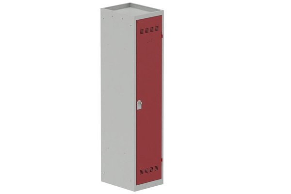 [Pas de famille] - [Pas de sous famille] - Vestiaire industrie salissante 1 porte (fermeture cadenas) H180xL40xP50cm coffre gris clair/ porte(s) rouge