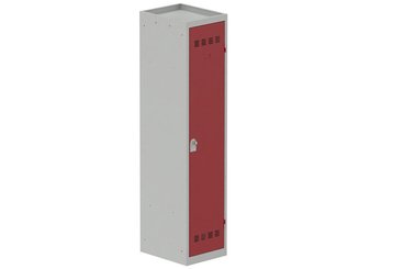 [Pas de famille] - [Pas de sous famille] - Vestiaire industrie salissante 1 porte (fermeture cadenas) H180xL40xP50cm coffre gris clair/ porte(s) rouge