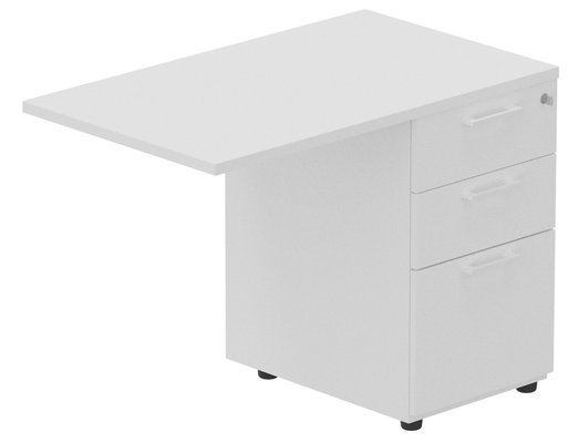 Gamme K1 - Extensions - Plans droits - Retour sur caisson mélaminé, 120x60cm, Blanc/Blanc