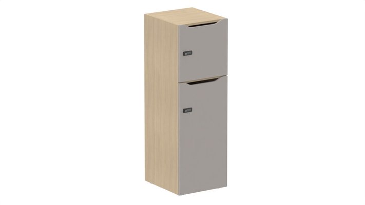 CASIERS - 2 cases - Meuble à cases H.137xL.45xP.50cm - 2 cases : 1 x H86cm (en bas) + 1 x H43cm. portes avec découpe en partie haute. serrure à code