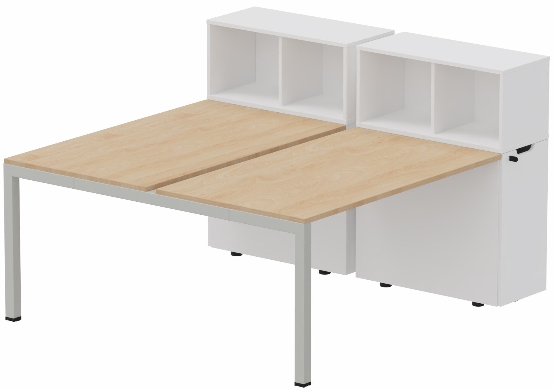 K3 Bench départ avec niche sur rangement personnel 156x80cm encombrement 156x165cm, plateau hêtre, structure aluminium